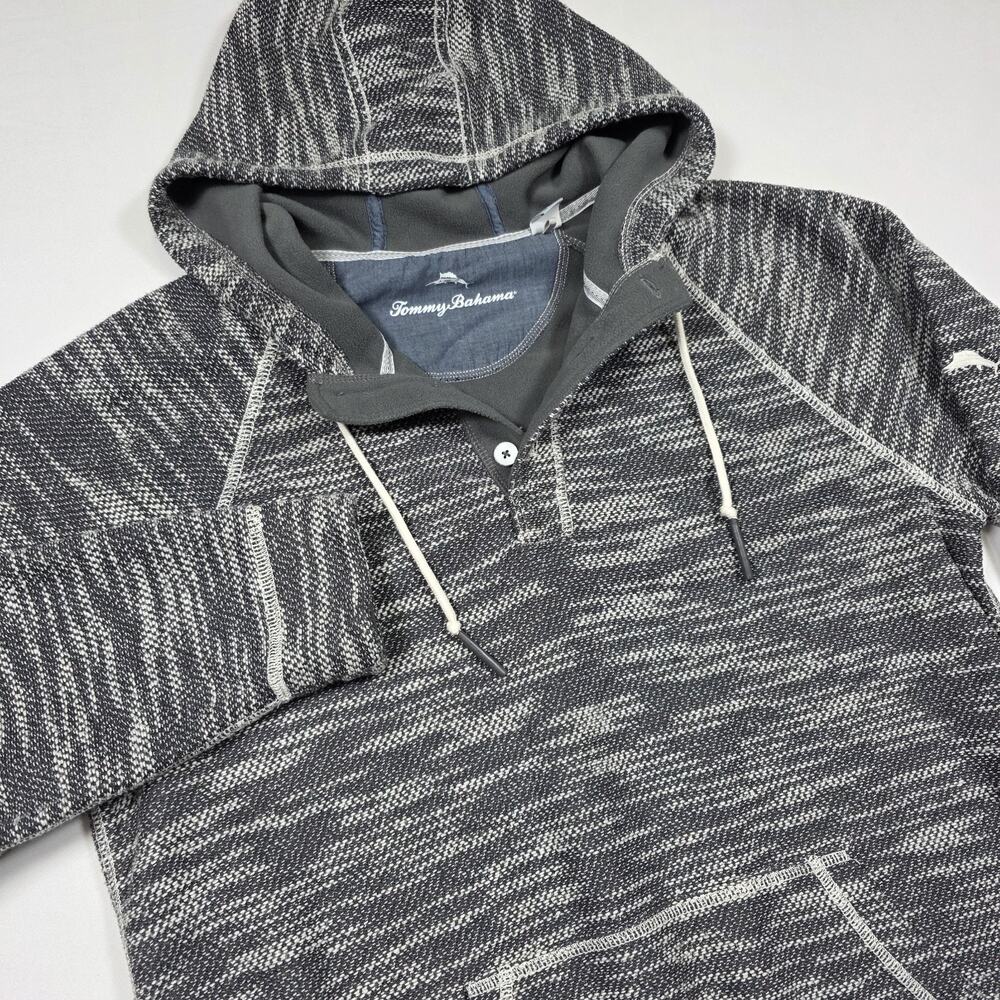Tommy Bahama Men's Baja Nova Hoodie Medium Blue Gray Button Up Pullover